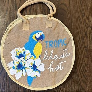 Mud Pie Tan and Blue Tote Bag 18 x18